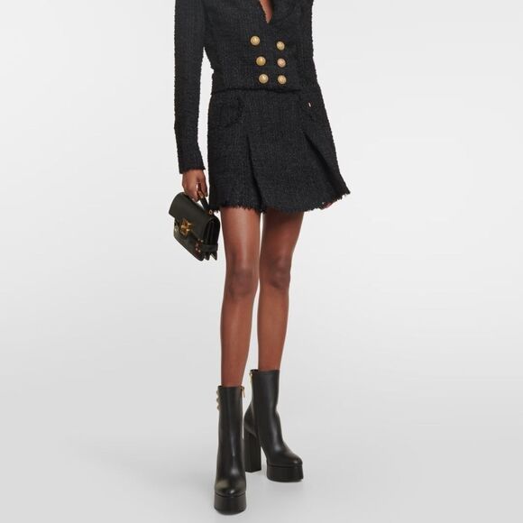 Balmain Brune Leather Platform Ankle Boots size 39.5 - Picture 3 of 16